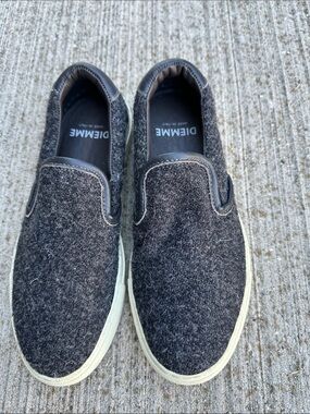 Diemme Made in Italy Women Slip-On Wool Sneakers in Dark Gray Size 37